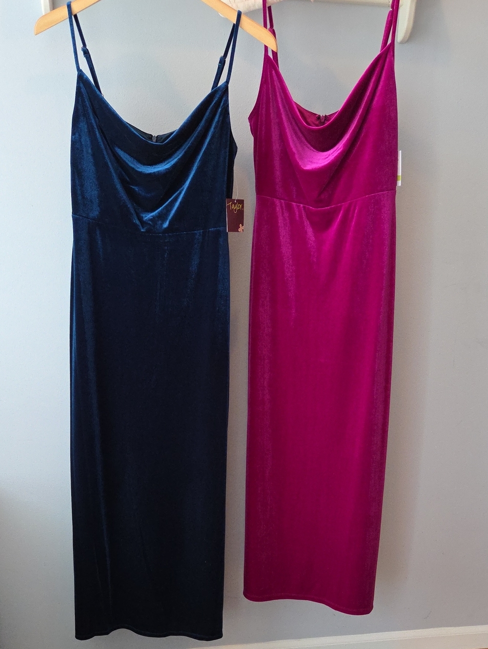 Fuschia & Peacock Velour Cowl Neck Slip Dress - Size 4